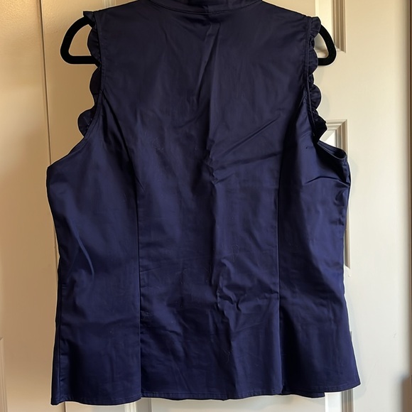 41 Hawthorne Camilla Scalloped Detail Blouse, Navy - Picture 5 of 7